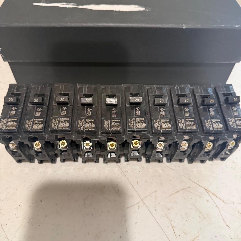 Siemens Circuit Breaker 20 Amp 1-Pole Black Excellent Type HBL 65k AIC Lot of 10